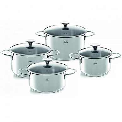 Set De Casseroles Fissler Copenhagen 4 Pièces - Acier Inox - Couvercles Verre - Neuf